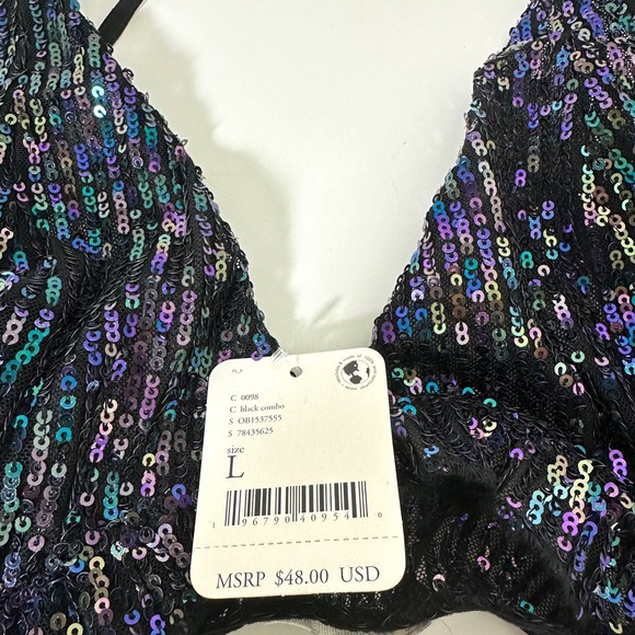 Free People Gold Rush Bralette in Black Combo size Large NWT - Picture 6 of 13